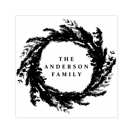 Krans Kerstmis modern minimaal elegant Rubberstempel (Afrduk)