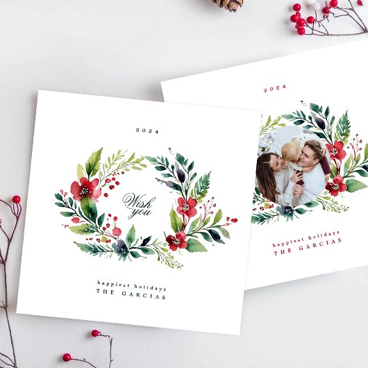 Krans Kerstmis Winter Foto Feestdagenkaart