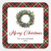 Krans Kerststickers met Naam Vierkante Sticker (Voorkant)