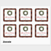 Krans Kerststickers met Naam Vierkante Sticker (Vel)