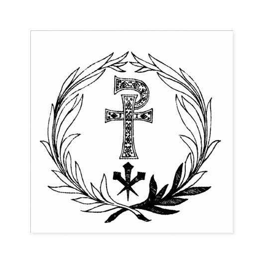 Krans Kruis en nagels van Jezus Rubberstempel (Afrduk)