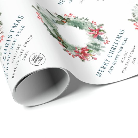 Krans Landschap Hulst Bes Dennenbos Kerst Cadeaupapier (Rol Hoek)