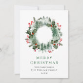 Krans landschap hulst bes dennenbos Kerstmis Feestdagenkaart (Voorkant)
