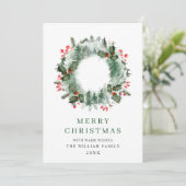 Krans landschap hulst bes dennenbos Kerstmis Feestdagenkaart (Staand voorkant)