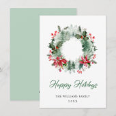 Krans Landschap Hulst Bes Kerstboom Winter Kerstmi Feestdagenkaart (Voorkant / Achterkant)