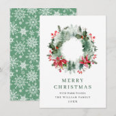 Krans landschap hulstbes dennnenbos Kerstmis Feestdagenkaart (Voorkant / Achterkant)