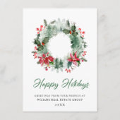 Krans landschap hulstbes dennnenbos Kerstmis Feestdagenkaart (Voorkant)