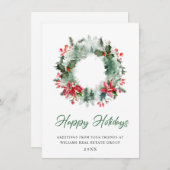 Krans landschap hulstbes dennnenbos Kerstmis Feestdagenkaart (Voorkant / Achterkant)