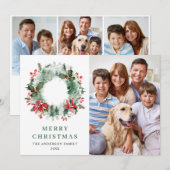 Krans landschap hulstbes en dennen 4 FOTO Wenskaar Feestdagenkaart (Voorkant / Achterkant)