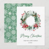 Krans landschap hulstbes kersenhout naaldbos kerst feestdagenkaart (Voorkant / Achterkant)