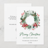 Krans landschap hulstbes kersenhout naaldbos kerst feestdagenkaart (Voorkant / Achterkant)