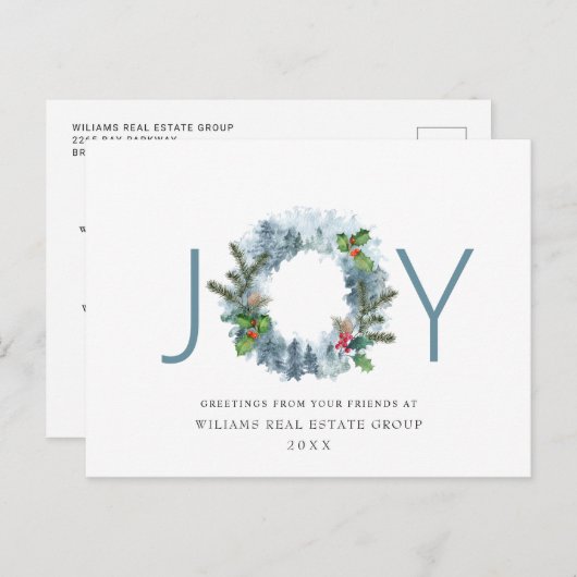 Krans Landschap Kerstmis Hulst Bes Holiday Briefkaart (Voorkant / Achterkant)