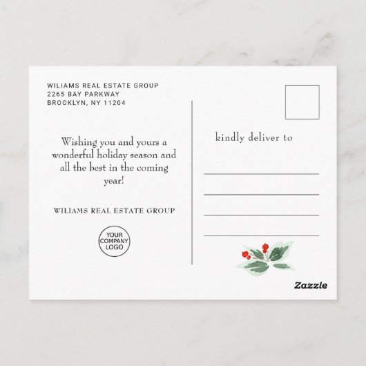 Krans Landschap Kerstmis Hulst Bes Holiday Briefkaart (Achterkant)