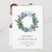 Krans Landschap Kerstmis Hulst Bes Kerstgroet Feestdagenkaart (Voorkant / Achterkant)