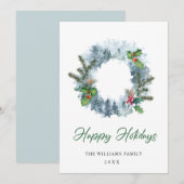 Krans Landschap Kerstmis Kerst Bes Groet Feestdagenkaart (Voorkant / Achterkant)