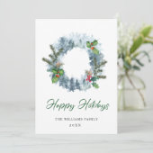 Krans Landschap Kerstmis Kerstdag Bes Groet Feestdagenkaart (Staand voorkant)