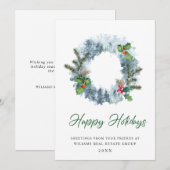 Krans Landschap Vakantie Bes Holiday Bedrijfs Groe Feestdagenkaart (Voorkant / Achterkant)