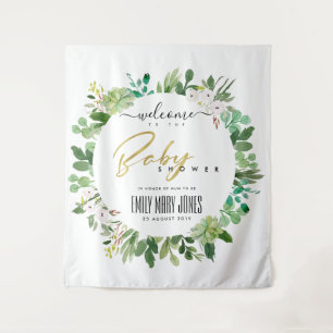 KRANS LOOF AQUAREL BABY SHOWER WELKOM WANDKLEED