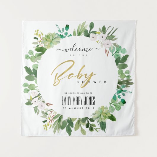 KRANS LOOF AQUAREL BABY SHOWER WELKOMST WANDKLEED (Voorkant)