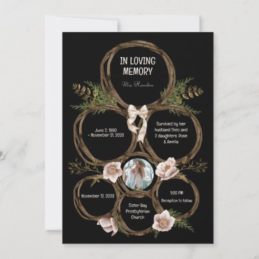 Krans Magnolia Elegant Begrafenisprogramma Kaart (Voorkant)