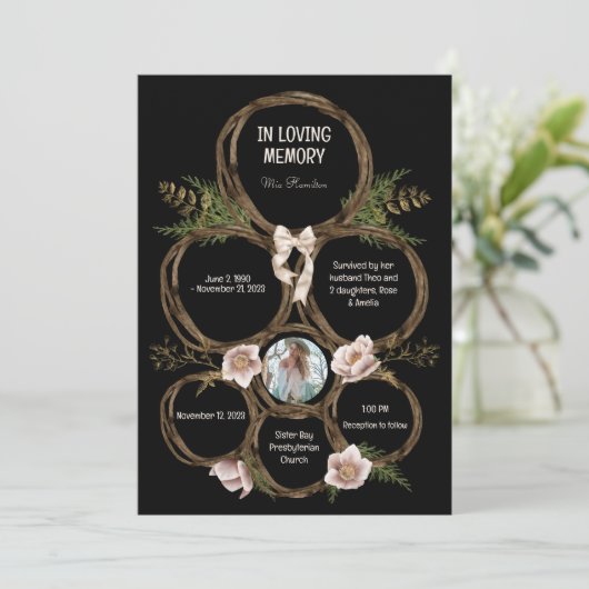 Krans Magnolia Elegant Begrafenisprogramma Kaart (Staand voorkant)