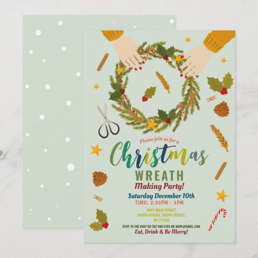 Krans maken feestelijke feest Kerstmis familie Kaart (Voorkant / Achterkant)