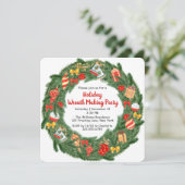 Krans maken voor kerstfeest uitnodigingen (Staand voorkant)