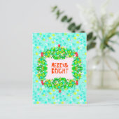 Krans 'Merry & Bright' Feestdagenkaart (Staand voorkant)