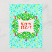 Krans Merry & Bright Feestdagenkaart (Voorkant)