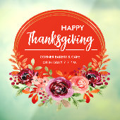 Krans met bloemen voor Happy Thanksgiving voor op  Raamsticker (Vel 3)