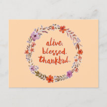 Krans met bloemen voor Thanksgiving met boodschap