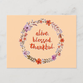 Krans met bloemen voor Thanksgiving met boodschap Briefkaart