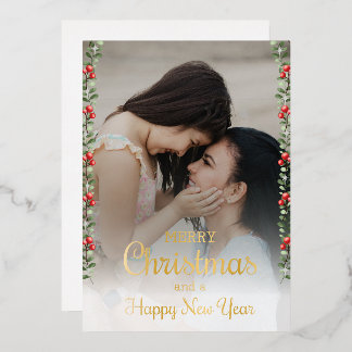 Krans met foto aanpassen Gelukkig Kerstmis Folie Feestdagenkaart