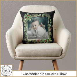 Krans met groen voor gelukkige feestdagen foto kussen