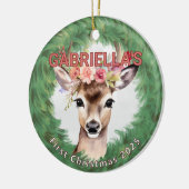  krans met hertenbloem keramisch ornament (Links)