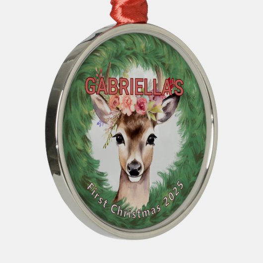 krans met hertenbloem metalen ornament (Rechts)