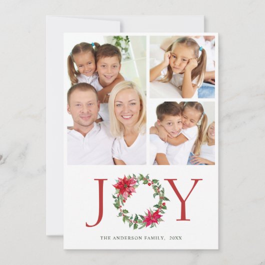 Krans met hulst Kerstgroet 3 FOTO Feestdagenkaart (Voorkant)