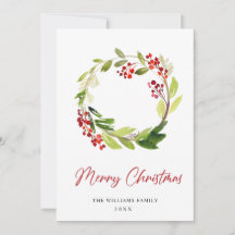 Krans met hulstbessen Kerstgroet