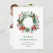 Krans met hulstbessen Kerstgroet Feestdagenkaart (Voorkant / Achterkant)