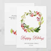 Krans met hulstbessen Kerstgroet Feestdagenkaart (Voorkant / Achterkant)