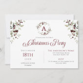 Krans met hulstbessen monogram Kerstfeest Kaart (Voorkant)