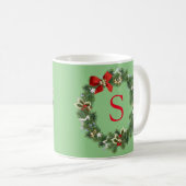 Krans met initiële monogram voor Kerstmis Koffiemok (Voorkant rechts)