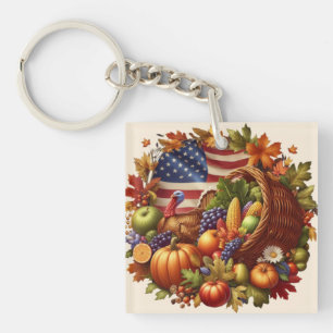 Krans met kalkoen voor Thanksgiving Sleutelhanger