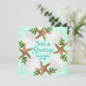 Krans met Kerst en Strandschelpen Plat Feestdagenkaart (Staand voorkant)