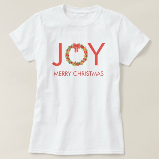 Krans met Kerst Joy T-shirt (Design voorkant)