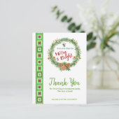 Krans met Kerstgroet Bedankt Briefkaart (Staand voorkant)