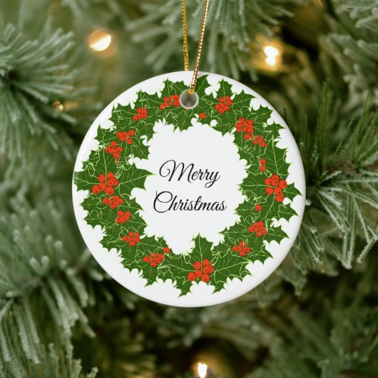 Krans met Kerstgroet Keramisch Ornament (Boom)