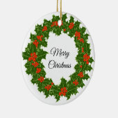 Krans met Kerstgroet  Keramisch Ornament (Rechts)