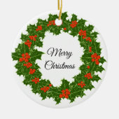 Krans met Kerstgroet Keramisch Ornament (Voorkant)