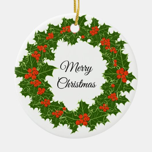 Krans met Kerstgroet Keramisch Ornament (Voorkant)